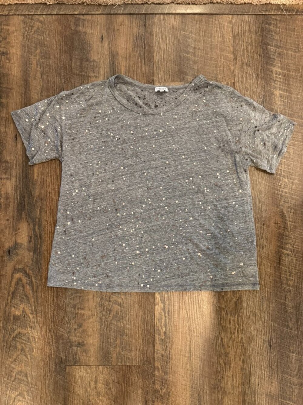 Splendid Gray with Rose Gold Splatter Short Sleeve T-Shirt - Women's Size Medium